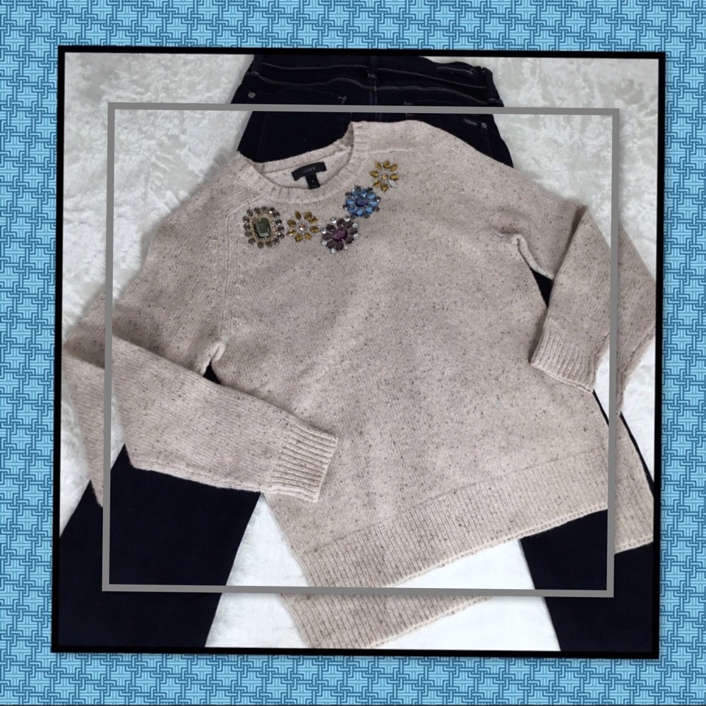 J. CREW WOMENS CREW NECK EMBELLISHED SWEATER S